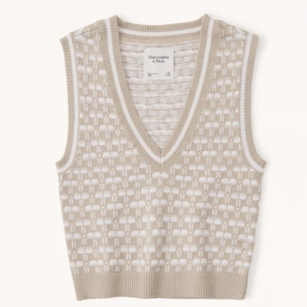 Abercrombie and Fitch Light Brown Pattern Sweater Vest Size Medium NWT